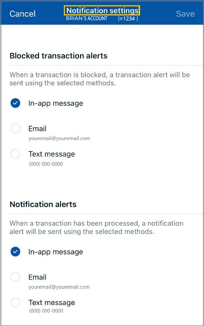 Screenshot Card Management Notifications